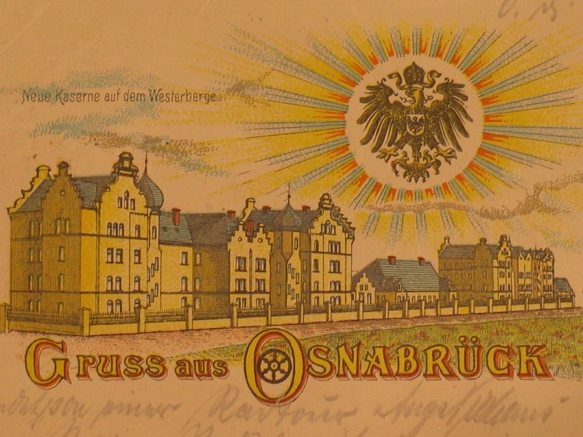 Alte Postkarte mit der Caprivikaserne in Osnabrück